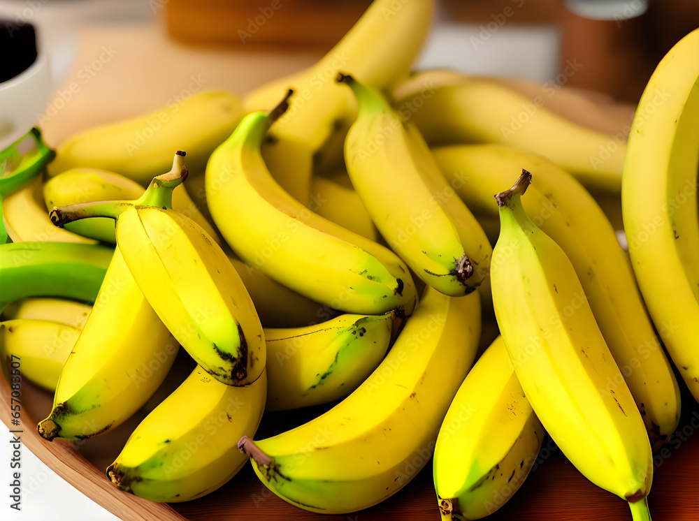 Realistic bananas closeup neutral palette warm lighting Realistic bananas closeup neutral palette warm lighting