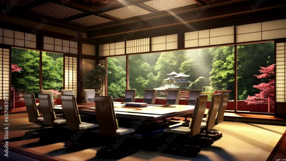 Animation Layout Japan meeting room with typical Japanese style, seamless looping video ...