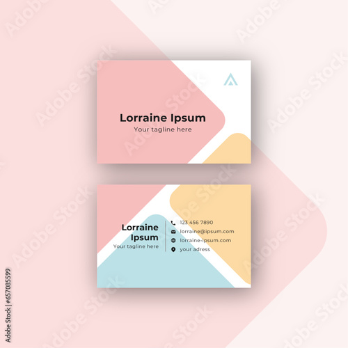 Wallpaper Mural Carte de visite moderne et minimaliste. Carte de visite  vectorielle, professionnelle, élégante, arrière-plan pop, années 80, rose jaune et bleu. Logo triangle, carrée, sobre, joie, simple Torontodigital.ca