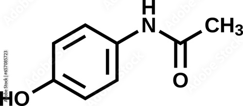 Paracetamol structural formula, vector illustration. Acetaminophen