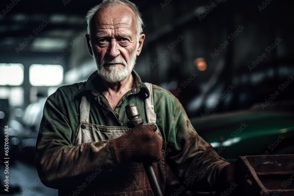 senior man mechanic at factory senior man mechanic at factory
