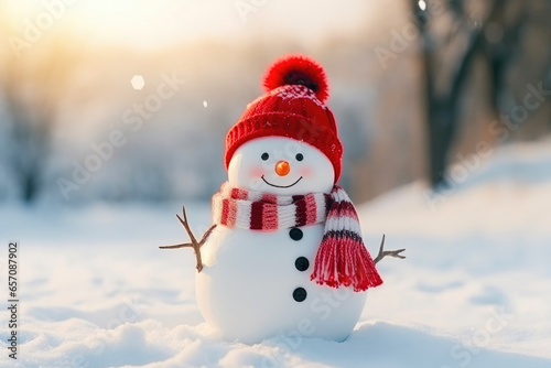 Adorable Snowman Enjoying Winter © Andrii 