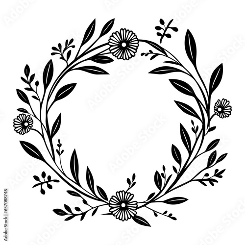 Wallpaper Mural Wreath of wild flowers, Botanical wedding frames with flowers and leaves elements. Torontodigital.ca