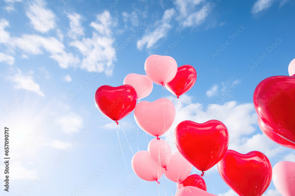 Whimsical Love: Heart Balloons Afloat