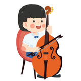 kid girl student play music cello