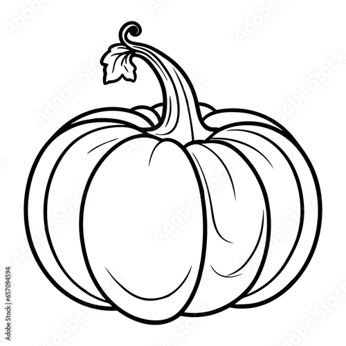 Pumpkin silhouette, Black and White Pumpkin, Halloween or Thanksgiving line art.
