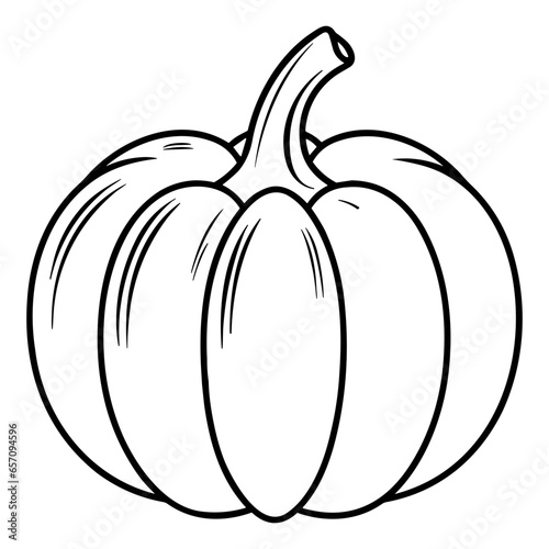 Pumpkin silhouette, Black and White Pumpkin, Halloween or Thanksgiving line art.
