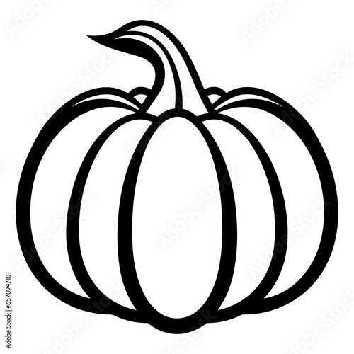 Pumpkin silhouette, Black and White Pumpkin, Halloween or Thanksgiving line art.
