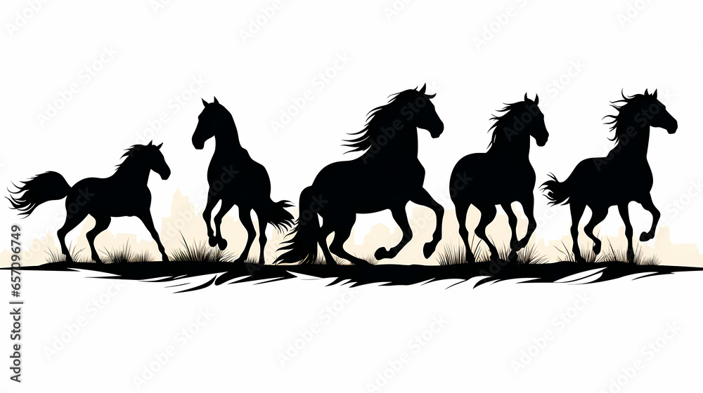 Obraz premium Group Of Horses Running