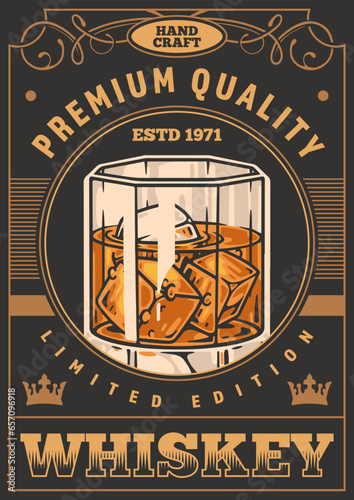 Premium whiskey colorful vintage flyer