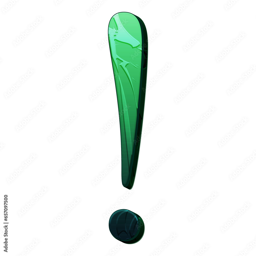 Green Halloween exclamation point symbol isolated on transparent background. This is a part of a set which also includes letters, numbers, and words Green Halloween exclamation point symbol isolated on transparent background. This is a part of a set which also includes letters, numbers, and words