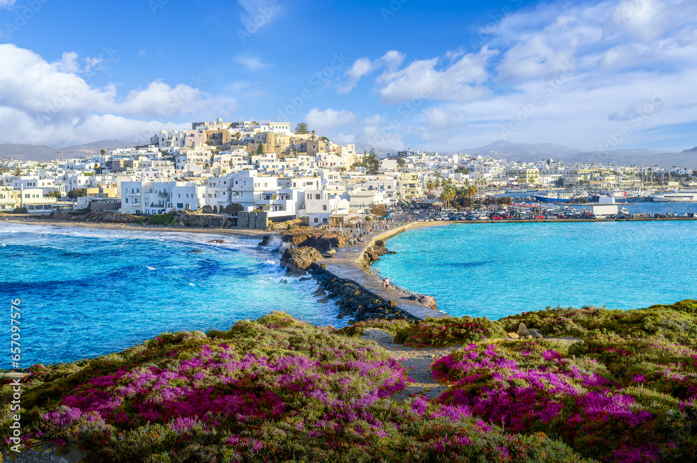 Naklejka premium Panorama of Naxos Chora town, Naxos island, Greece Cyclades