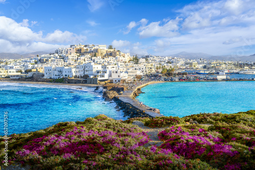 Obraz na plátně Panorama of Naxos Chora town, Naxos island, Greece Cyclades