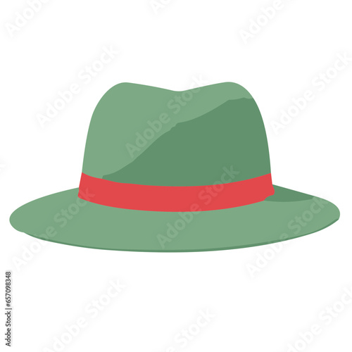 Isolated hat illustration on a white background with a classic vintage style, featuring a bowler fedora design for men women