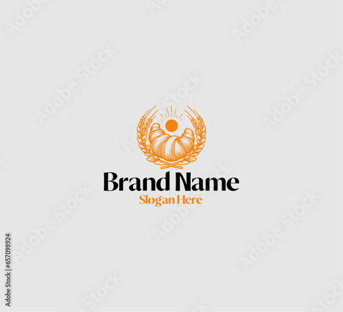 croissant modern logo template editable vector