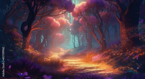 path in a magical forest  fantasy artwork  banner   background