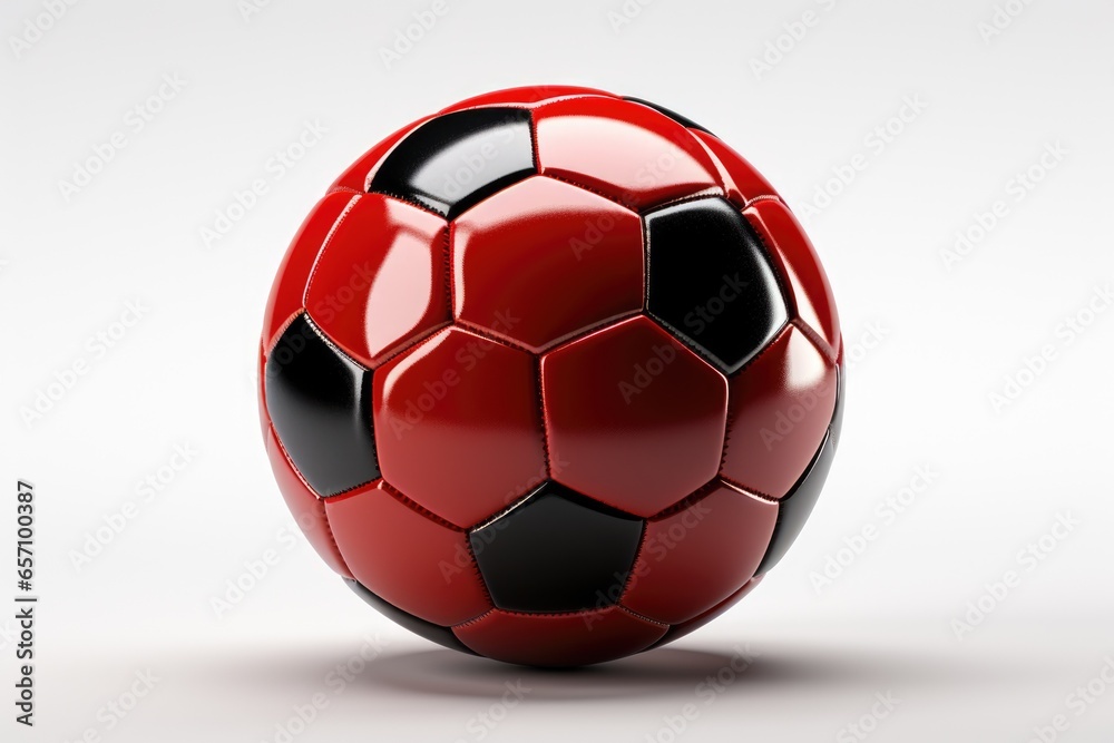 Fototapeta premium A red and black football on a white surface