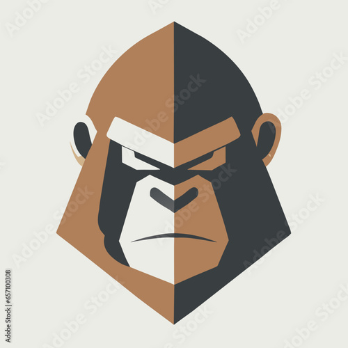 Cartoon line gorilla, flat style