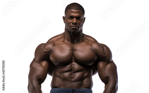 Bodybuilder Flexing Strength Isolated on Transparent Background