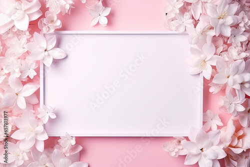 frame mock up with flowers, place for a text