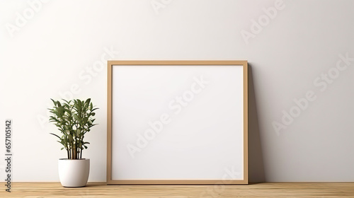 blank  frame  mock up  with plant