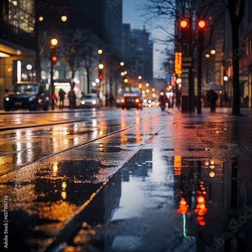 Bokeh lights with blurred city street at night