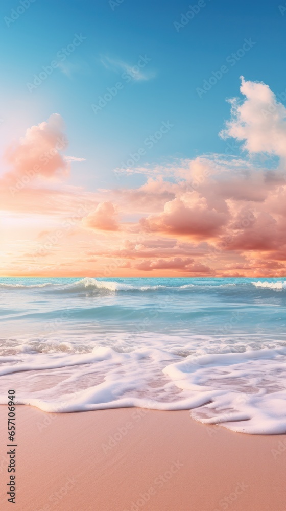 Obraz premium Dreamy beach with blurred ocean waves and sky