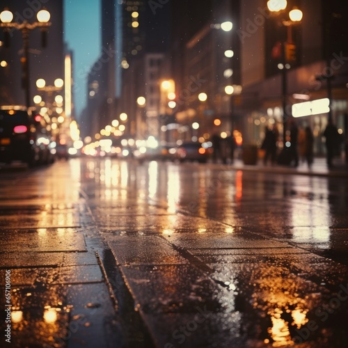 Bokeh lights with blurred city street at night