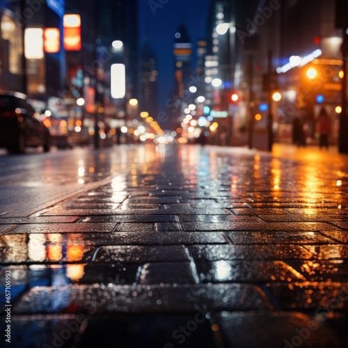Bokeh lights with blurred city street at night