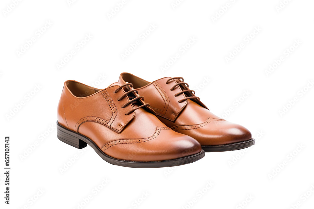 brown leather shoes Isolated on a white Background PNG