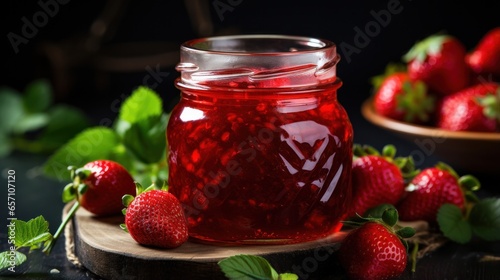 Wallpaper Mural Close-up of homemade strawberry jam in a glass jar Torontodigital.ca