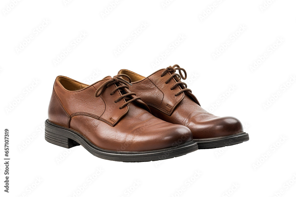 brown leather shoes Isolated on a white Background PNG