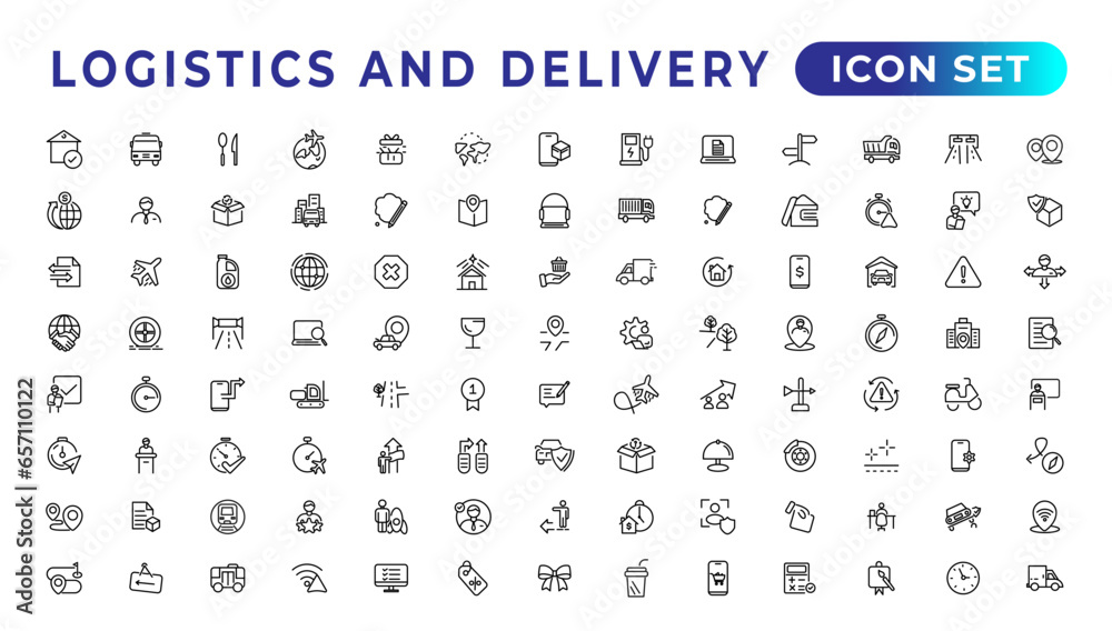Logistics and delivery linear icons collection.Set of thin line web icon set, simple outline icons collection, Pixel Perfect icons, Simple vector illustration.