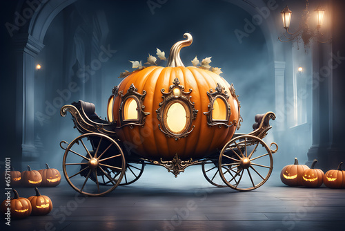 Fotografia Pumpkin carriage for a sinister Cinderella