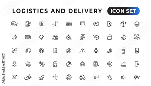 Logistics and delivery linear icons collection.Set of thin line web icon set, simple outline icons collection, Pixel Perfect icons, Simple vector illustration.