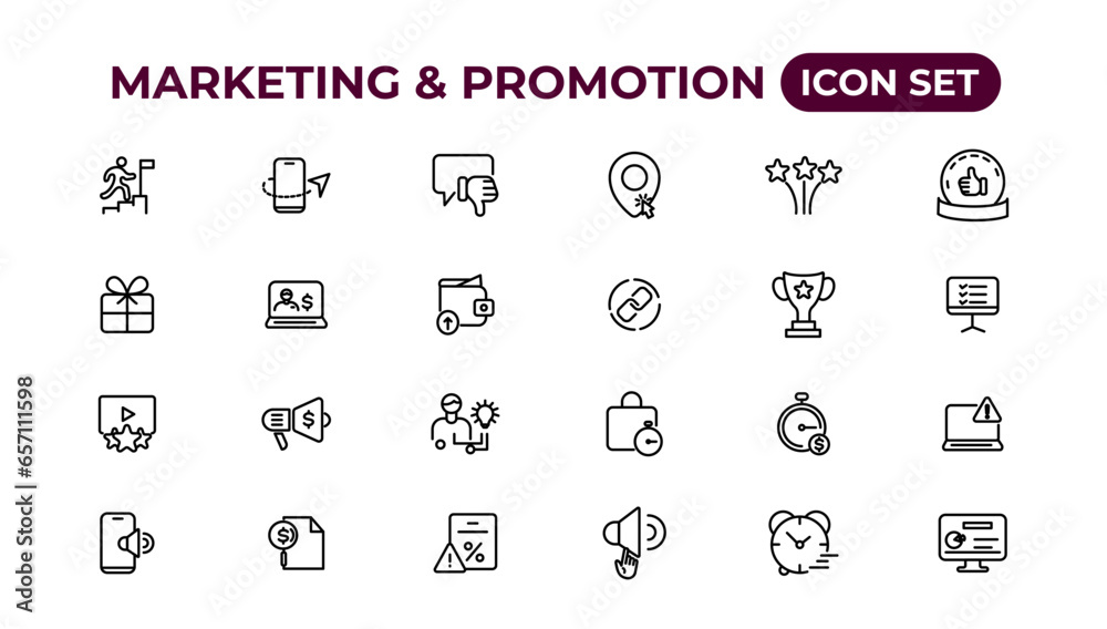 Marketing and promotion linear icons collection.Set of thin line web icon set, simple outline icons collection, Pixel Perfect icons, Simple vector illustration. Marketing and promotion linear icons collection.Set of thin line web icon set, simple outline icons collection, Pixel Perfect icons, Simple vector illustration.