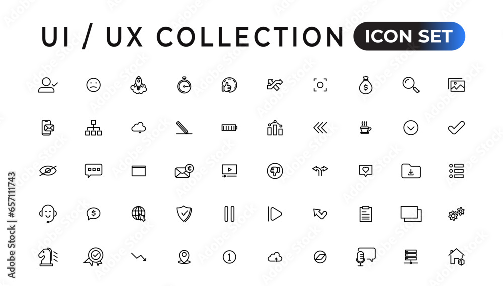 Mega set of ui ux icon set, user interface iconset collection.Set of thin line web icon set, simple outline icons collection, Pixel Perfect icons, Simple vector illustration.