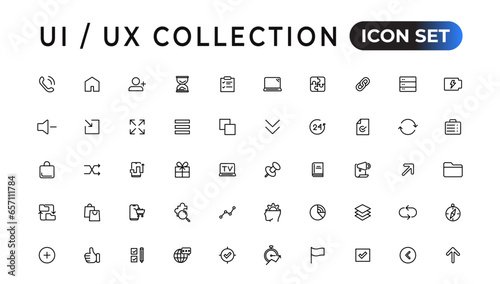 Mega set of ui ux icon set, user interface iconset collection.Set of thin line web icon set, simple outline icons collection, Pixel Perfect icons, Simple vector illustration.