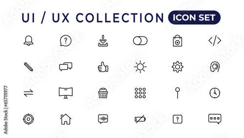 Mega set of ui ux icon set, user interface iconset collection.Set of thin line web icon set, simple outline icons collection, Pixel Perfect icons, Simple vector illustration.