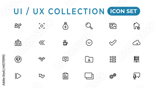 Mega set of ui ux icon set, user interface iconset collection.Set of thin line web icon set, simple outline icons collection, Pixel Perfect icons, Simple vector illustration.