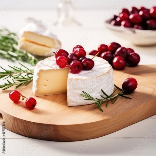 Finnish Squeaky Cheese on Wooden Board w Cranberries pro