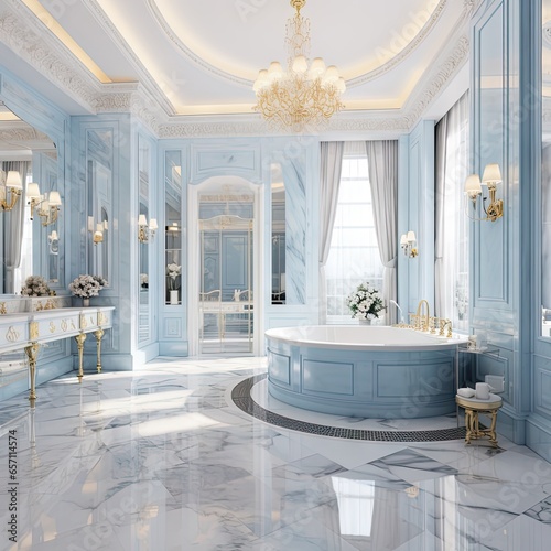 European style light blue luxury bathroom photo