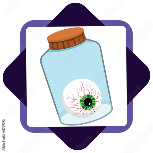 vector image of a jar with a halloween eye with white background