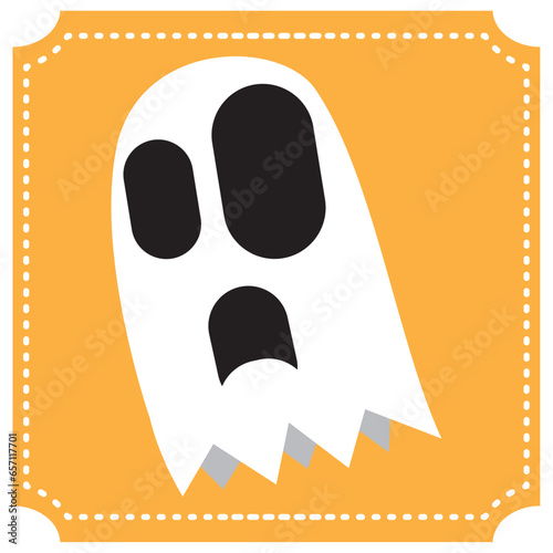 halloween ghost vector icon with yellow color background