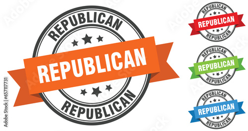 republican stamp. round band sign set. label