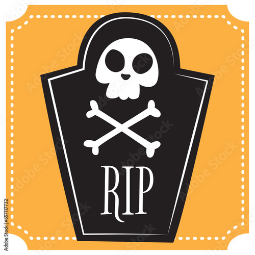 vector icon of a tombstone with yellow background