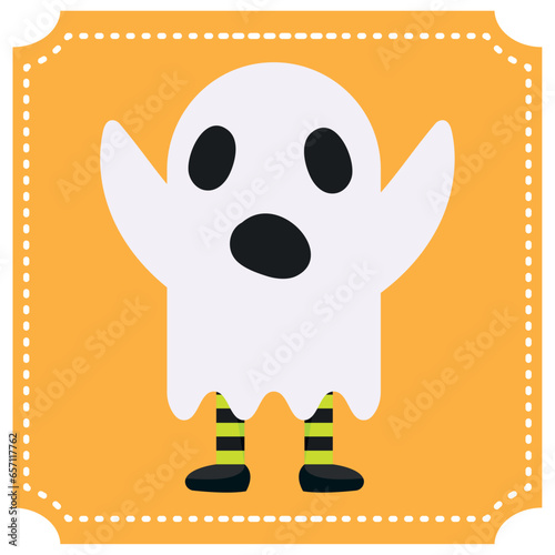 halloween ghost vector icon with yellow color background