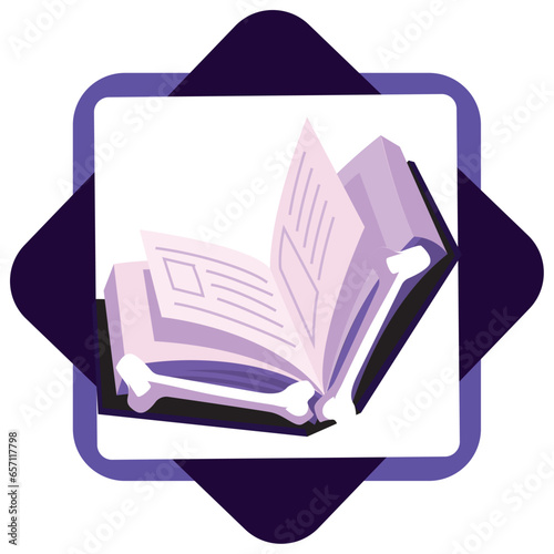 vector image of a book with halloween bones with white background