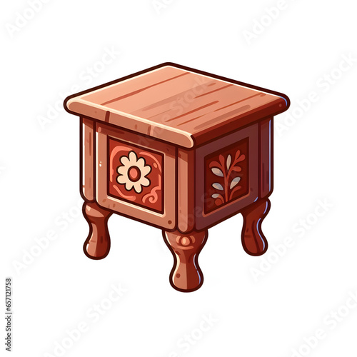 Brown end table illustration art with a transparent background generative AI.
