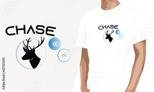 chase text with black deer silhouette t-shirt design, ready to print